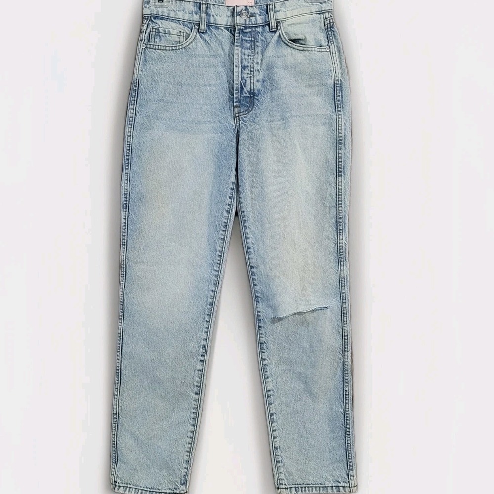 Revice Button Fly Tapered Leg Jeans Size 28 x 30 Light Wash Ripped